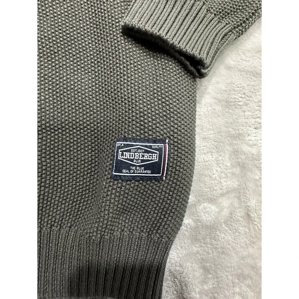 Lindbergh Sweater Pullover Men's Size Large Green Front Pocket Textured Golf EUC